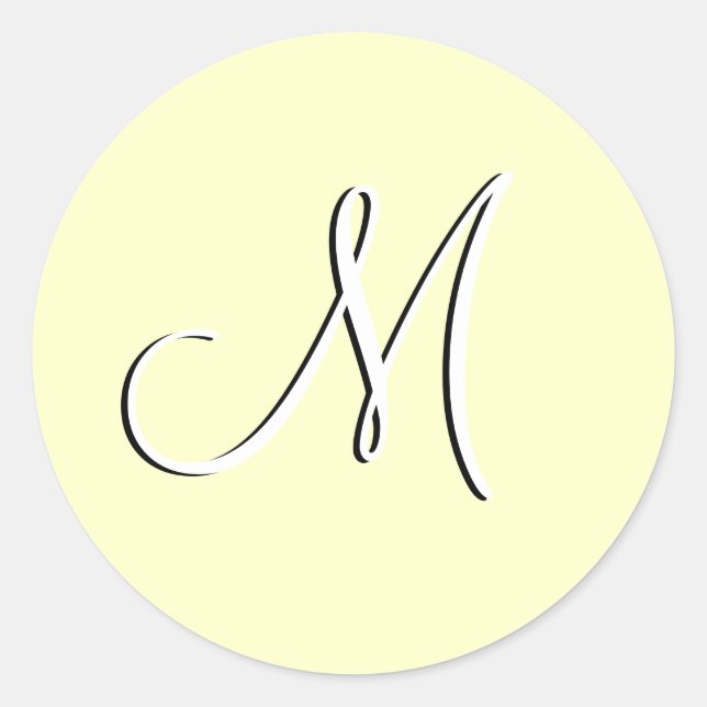 Monogram M Wedding Invitation Ivory Siegel Runder Aufkleber (Vorderseite)