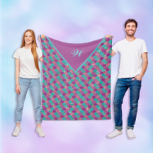 Monogram Magenta Lila Pink Aquamarine Meerjungensk