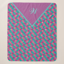 Monogram Magenta Lila Pink Aquamarine Meerjungensk Sherpadecke