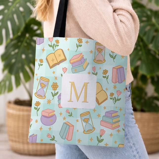Monogram Magic Books Tote Bag Girly Mint Green Tasche (Von Creator hochgeladen)