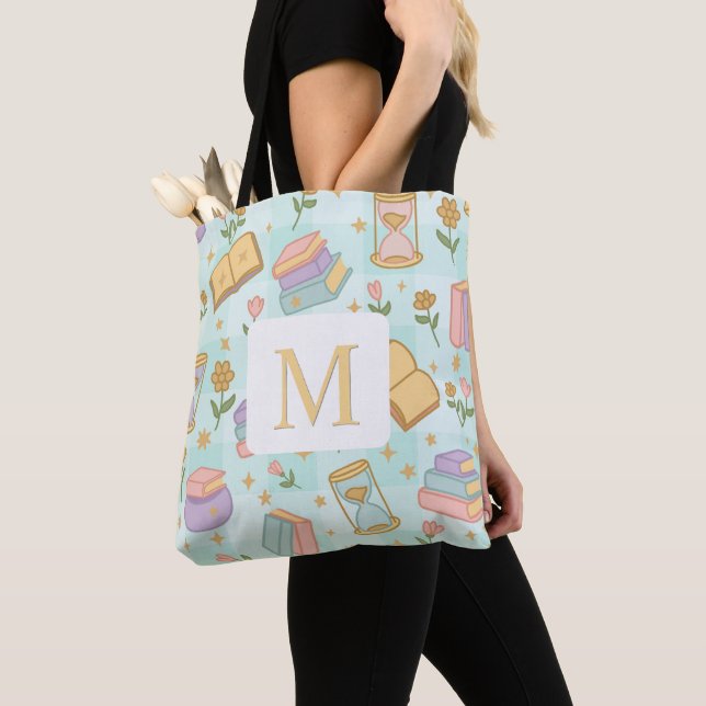 Monogram Magic Books Tote Bag Girly Mint Green Tasche (Von Nahem)