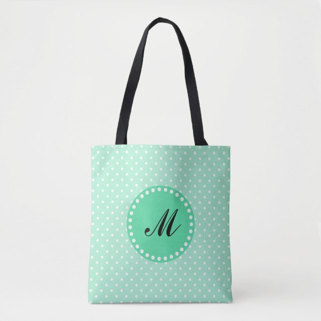 Monogram Magic Mint and White Polka Dot Tasche (Vorderseite)
