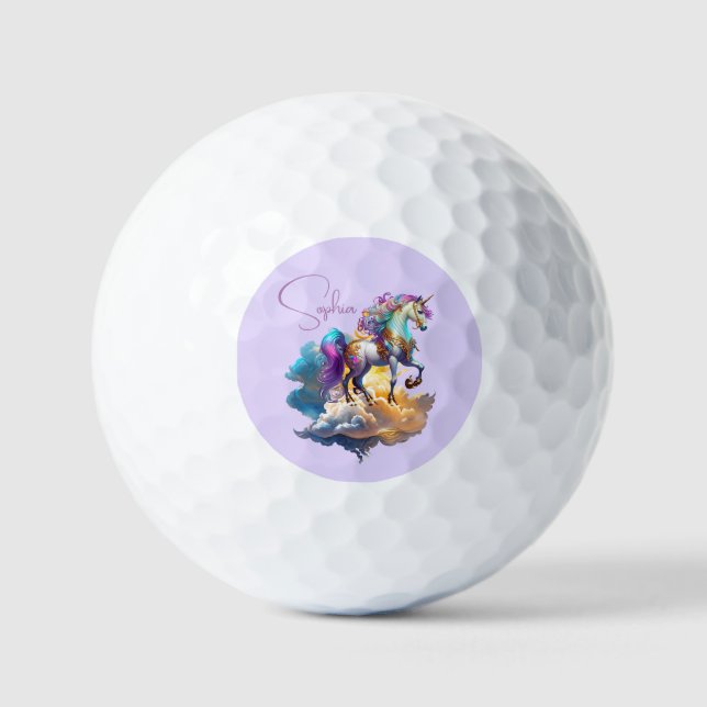 Monogram Magical Unicorn Fantasy Romance Geburtsta Golfball (Vorderseite)