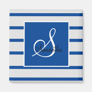 Monogram-Magnet in Blau und Weiß Magnet