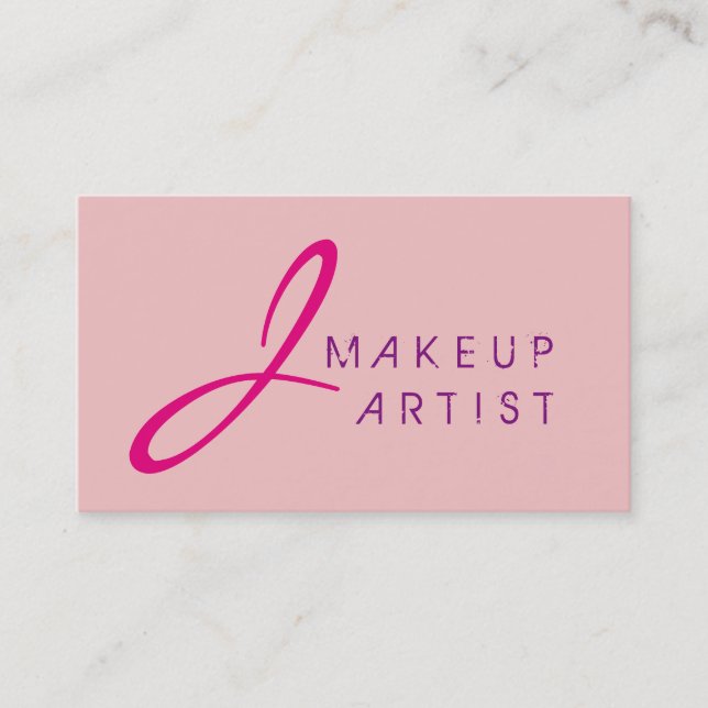 Monogram Makeup Artist Baby rosa Hintergrund Visitenkarte (Vorderseite)