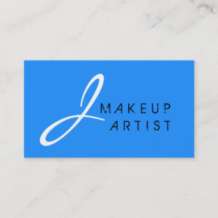 Monogram Makeup Artist Blue Background Visitenkarte