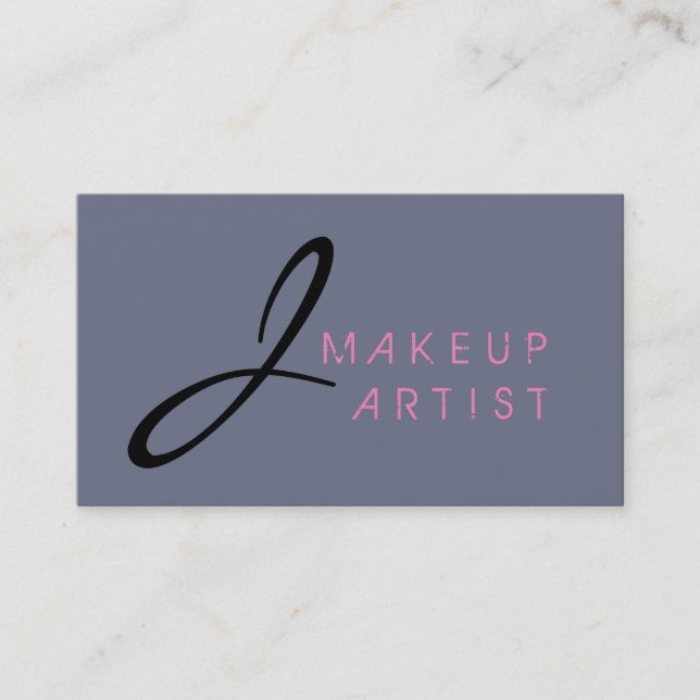 Monogram Makeup Artist Gray Hintergrund #2 Visitenkarte (Vorderseite)