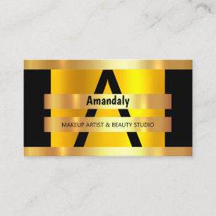 Monogram Makeup Artist Hair Salon Black Gold VIP Visitenkarte
