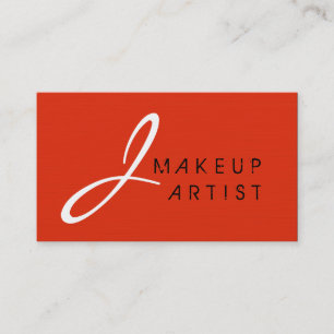 Monogram Makeup Artist Red Orange Hintergrund #2 Visitenkarte