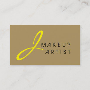Monogram Makeup Artist Tan Background Visitenkarte