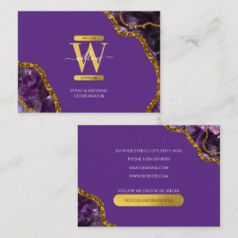 Monogram-Marble für lila- und Gold-Agate-Geode-Gli Visitenkarte