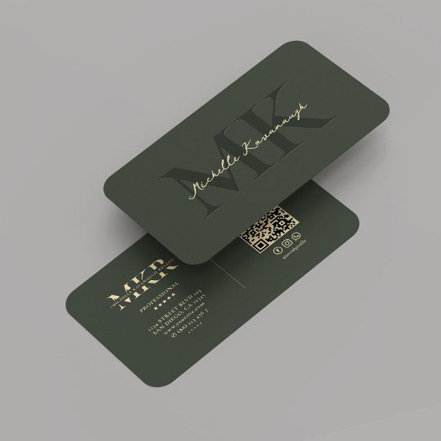 Monogram Marketing Beruflich Modernes Dunkles Grün Visitenkarte (Monogram Marketing Professional Modern Dark Green Business Card
)