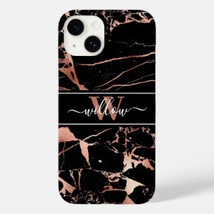 Monogram-Marmormuster Rose Gold Black Case-Mate iPhone 14 Hülle