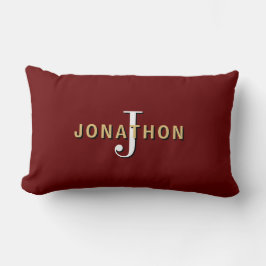 Monogram Masculine Anfangsname Gold Burgundy Lendenkissen