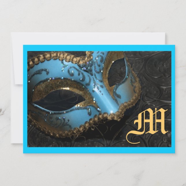 Monogram Masqurade Renaissance Hochzeit Einladung (Vorderseite)