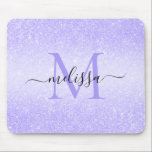 Monogram-Maus-Pad für den lila Glitzer Mousepad<br><div class="desc">Monogram-Design für den lila Glitzer-Skriptnamen</div>