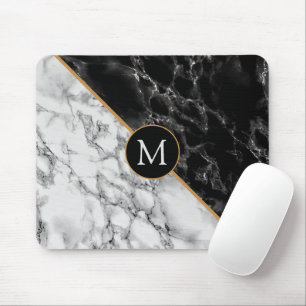 Monogram-Maus-Pad Schwarz-Weiß-Marmorstein Mousepad