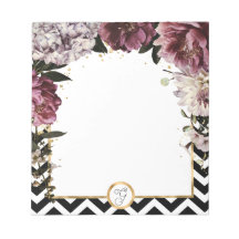 Monogram Mauve Blume und Gold mit Zickzack