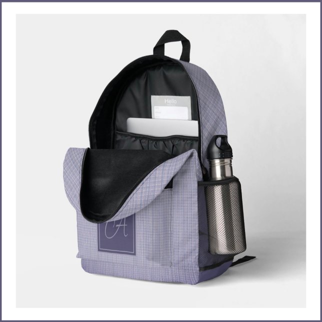 Monogram Mauve Lila Kariert Bedruckter Rucksack (Von Creator hochgeladen)