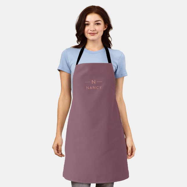 Monogram Mauve Taupe Modernes Minimalistisches Ele Schürze (Getragen)