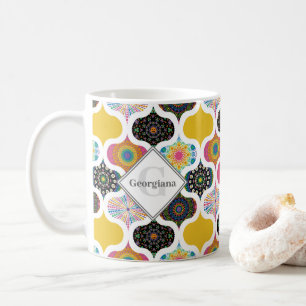 Monogram Maximalist Rainbow Dot Mandalases Patchwo Kaffeetasse