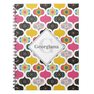 Monogram Maximalist Rainbow Dot Mandalases Patchwo Notizblock