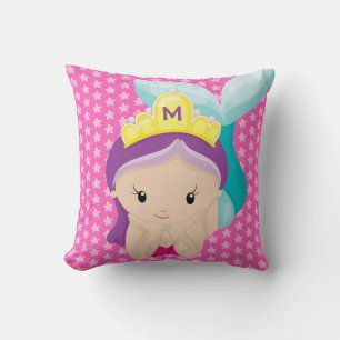 Monogram Meerjungfrau Seestern Rosa Mädchenhaft Ca Kissen