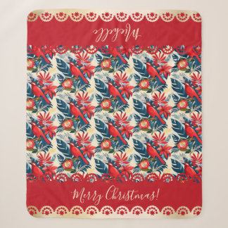 Monogram Merry Christmas & Happy New Year! Floral  Sherpadecke