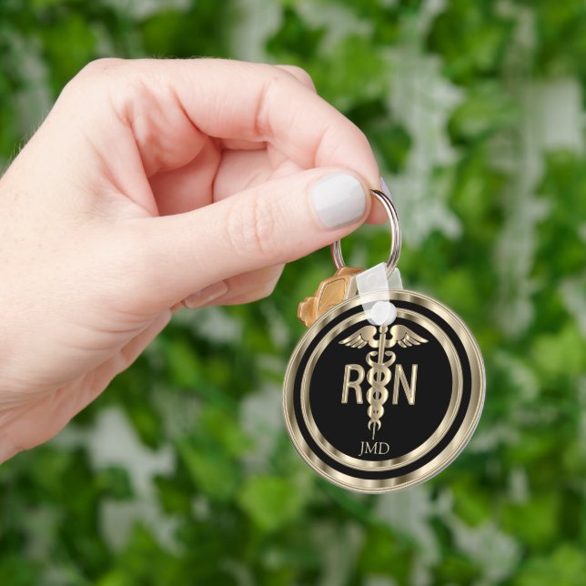 Monogram Metallic Gold für eine registrierte Krank Schlüsselanhänger (Hand)