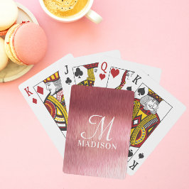 Monogram Metallic Pink Texter Personalisierter Nam Spielkarten