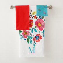 Monogram Mexican Floral Colorful Boho