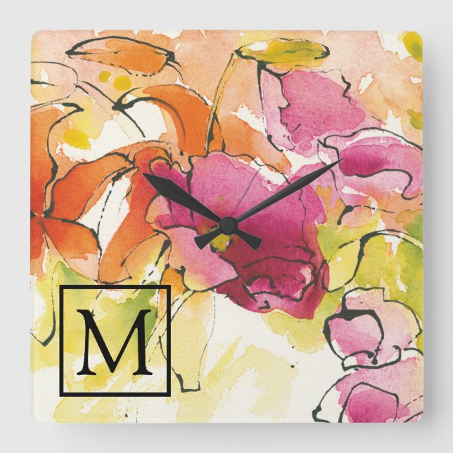 Monogram | Mid July Quadratische Wanduhr (Vorderseite)