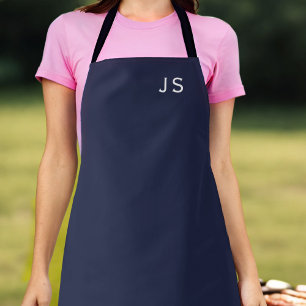 Monogram Midnight Blue Simple Stilvolle Schürze