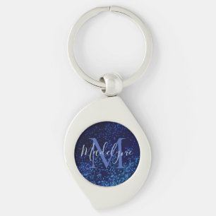 Monogram Midnite Blue Confetti Schlüsselanhänger