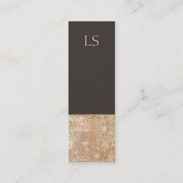 Monogram Mini Gold Sequin Business Card Visitenkarte (Vorderseite)