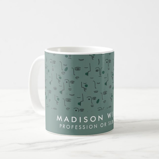 Monogram Minimal Moderne Kaffee Tasse (Vorderseite Links)