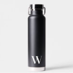 Monogram Minimal Wedding Black Water Flasche Gesch<br><div class="desc">Dieses elegante,  stilvolle Wasserflaschengeschenk wird mit Ihrem individuellen Monogramm-Initial personalisiert.</div>