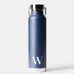 Monogram Minimal Wedding Navy Wasserflasche Gesche Trinkflasche<br><div class="desc">Dieses elegante,  stilvolle Wasserflaschengeschenk wird mit Ihrem individuellen Monogramm-Initial personalisiert.</div>