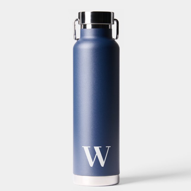 Monogram Minimal Wedding Navy Wasserflasche Gesche Trinkflasche (Vorne)