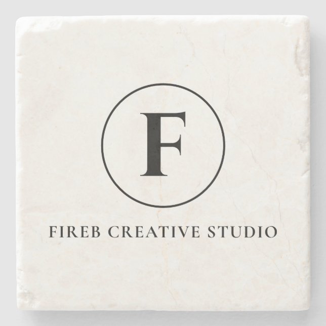 Monogram Minimalist Initial Name Marble Design Steinuntersetzer (Vorderseite)