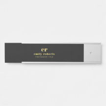Monogram Minimalistic Black Linen Gold Typografie