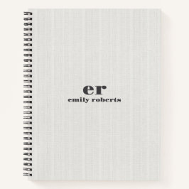 Monogram Minimalistic White Burlap Gray Typography Notizbuch