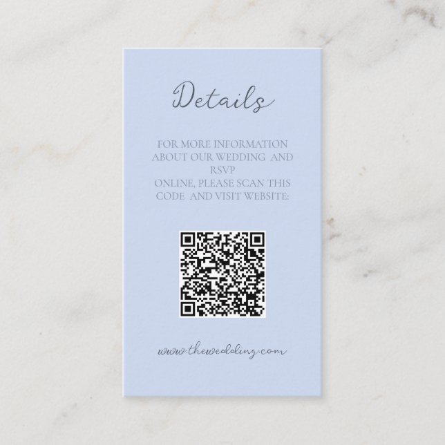 Monogram Minimalistisch Beau Blue Wedding Details  Visitenkarte (Vorderseite)
