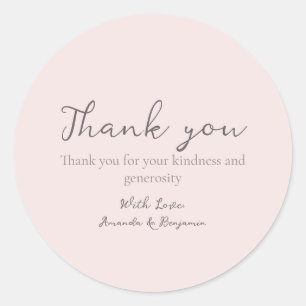 Monogram Minimalistisch Beige Wedding Danke Runder Aufkleber