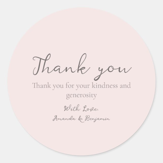 Monogram Minimalistisch Beige Wedding Danke Runder Aufkleber (Vorderseite)