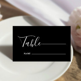 Monogram Minimalistisch Black and White Wedding Platzkarte
