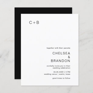 Monogram Minimalistisch Budget Wedding Einladung