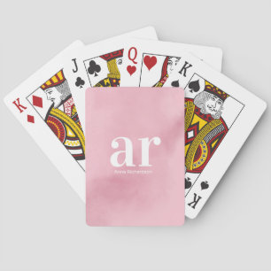 Monogram Minimalistisch Eleganname Rosa Aquarell Spielkarten