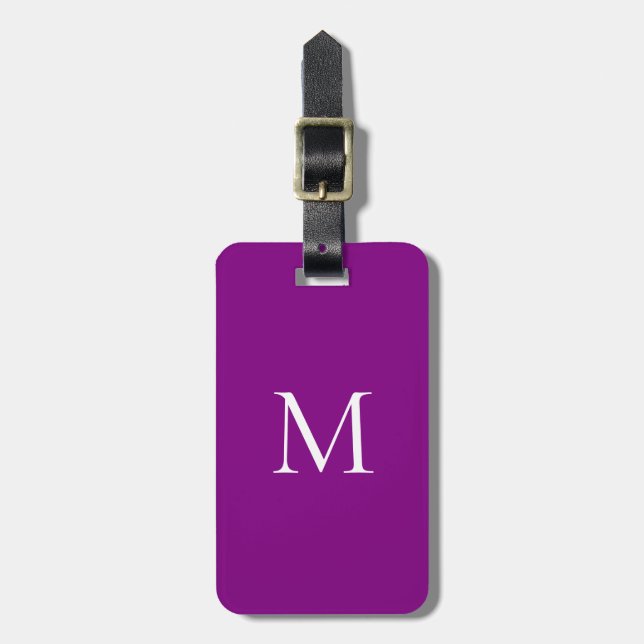 Monogram Minimalistisch Modern Lila Gepäckanhänger (Vorderseite vertikal)