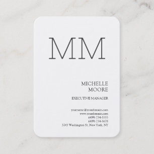 Monogram Minimalistisch Modern Schlicht White Visitenkarte